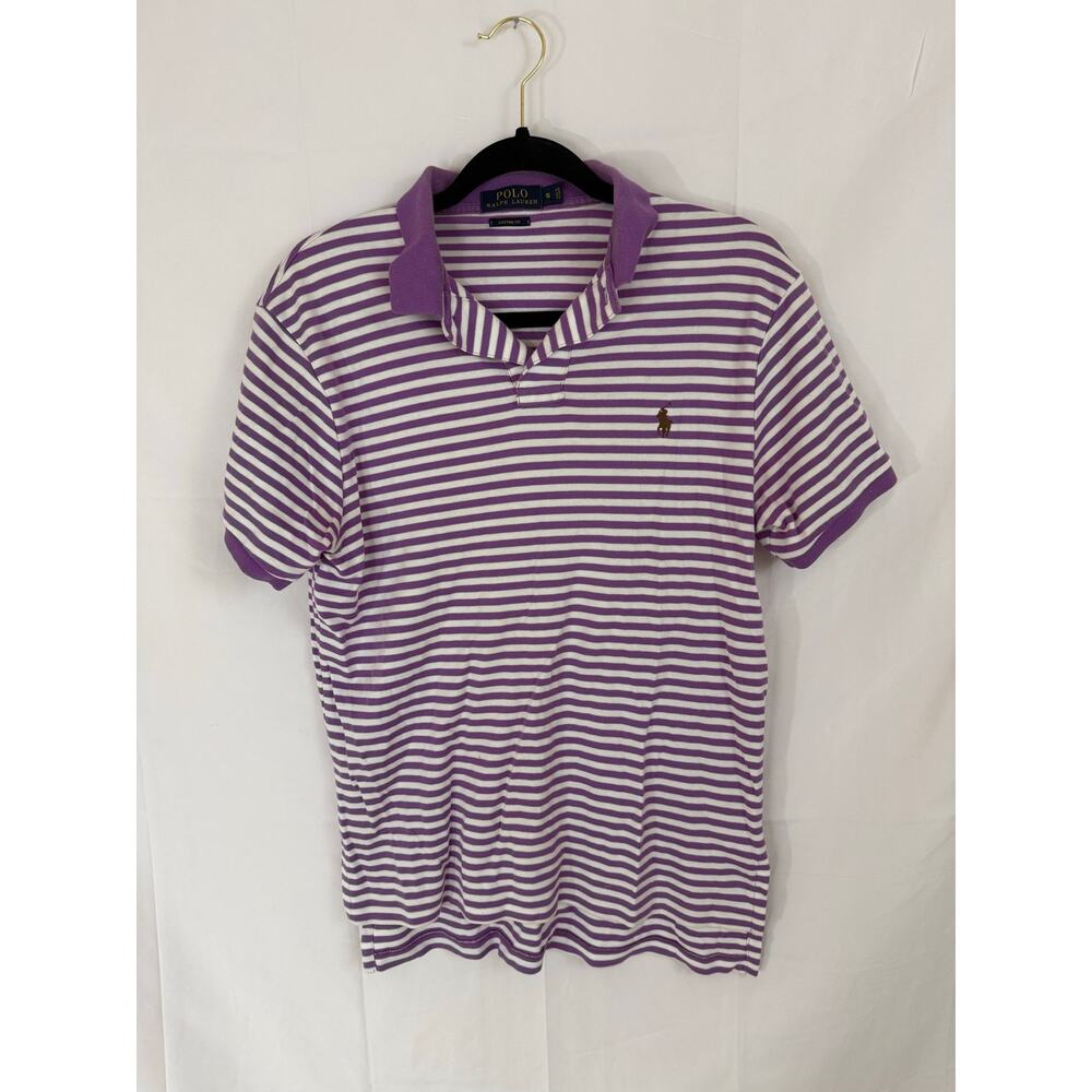 Polo Ralph Lauren purple and white striped polo size s